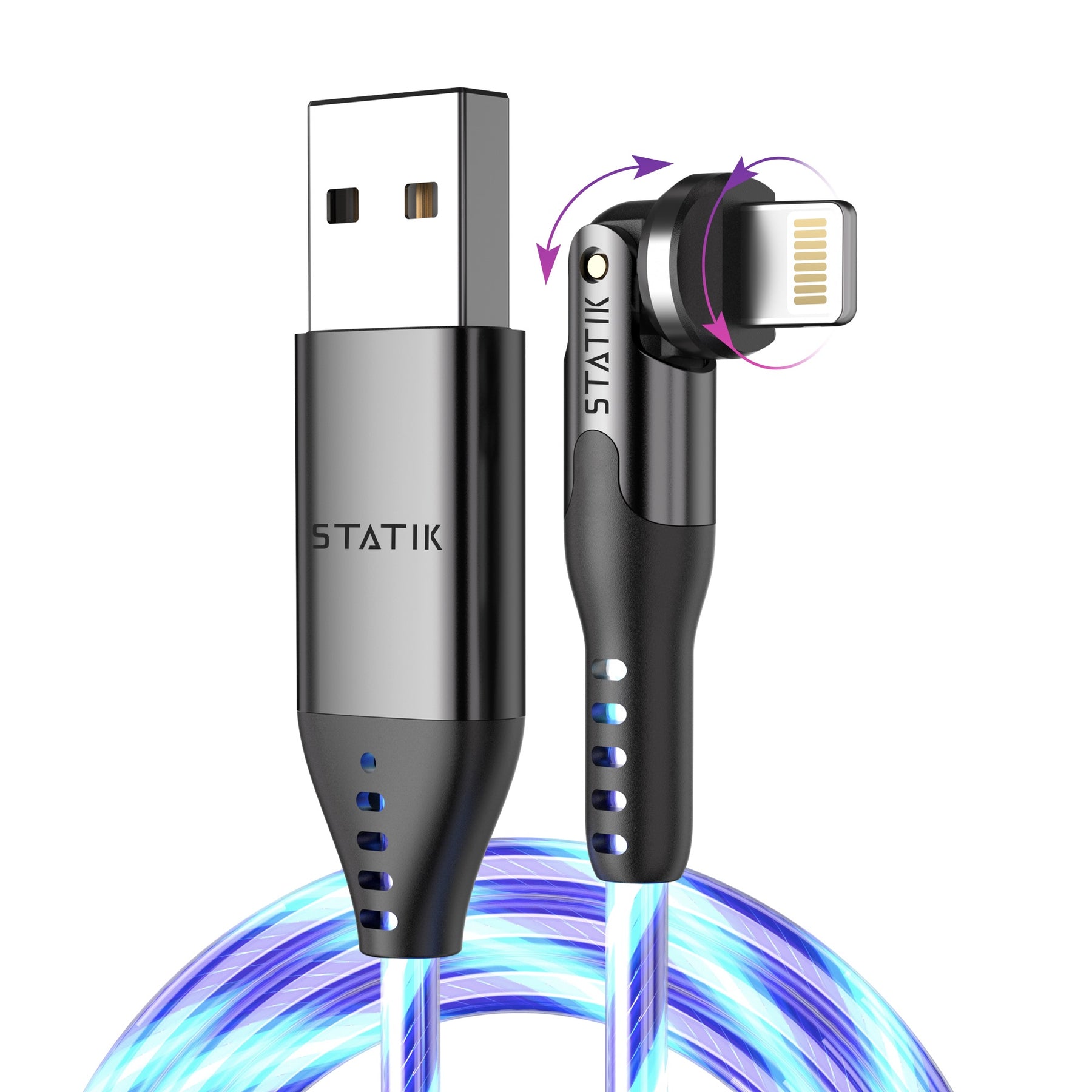 PowerPivot® GloBright® | USB-A to USB-C or Lightning | Data & Charge