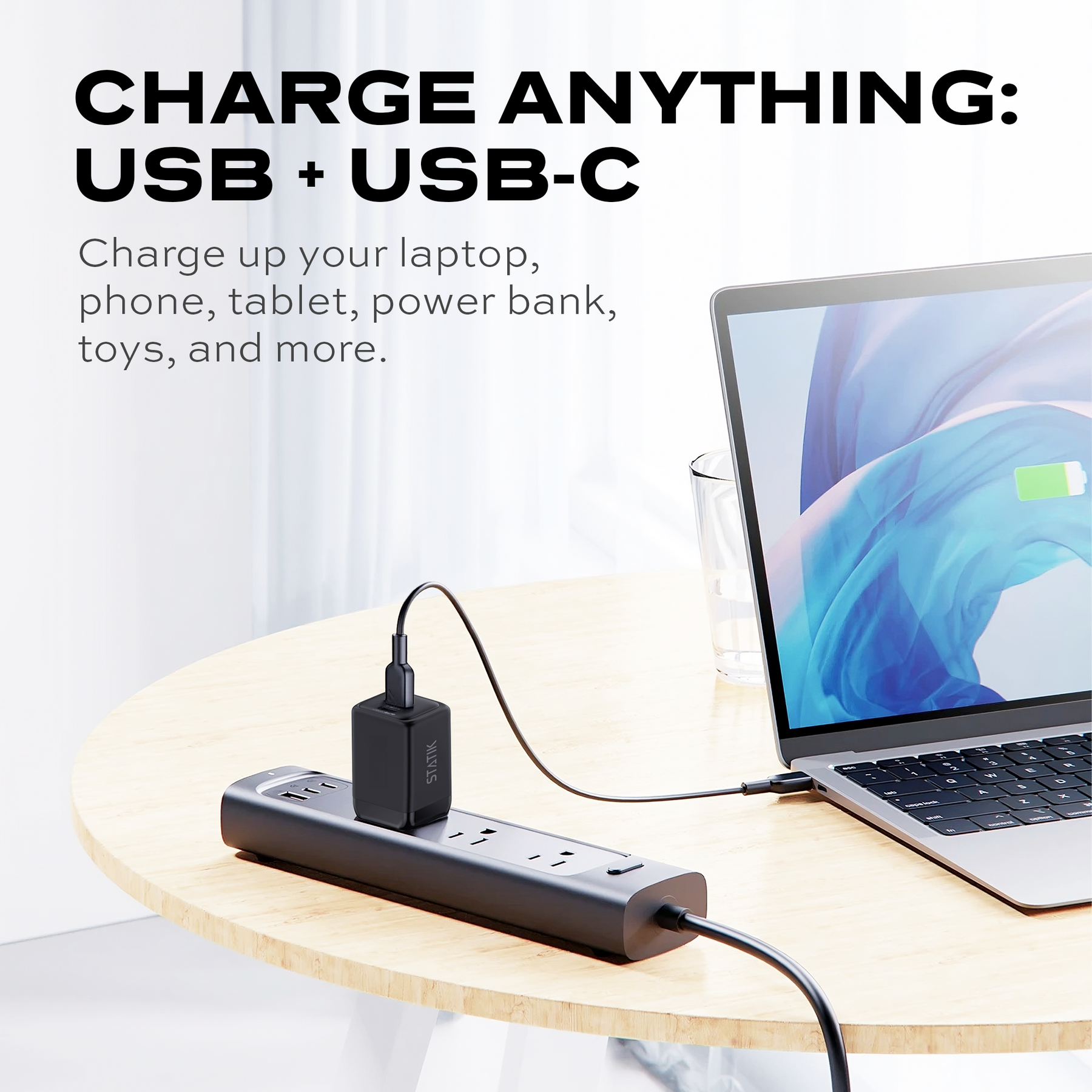 <tc>GaN BlitzCharge™ 45 W | Adaptateur d'alimentation double | Chargeur mural 2 ports | Universel et compact</tc>