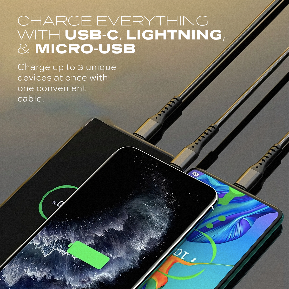Omnicable | 3-in-1 Cable | USB-C, Lightning, Micro-USB