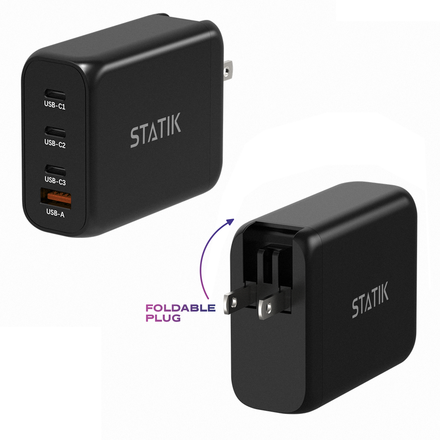 <tc>Adaptateur secteur GaN 100 W | Chargeur mural 4 ports | Universel et compact</tc>