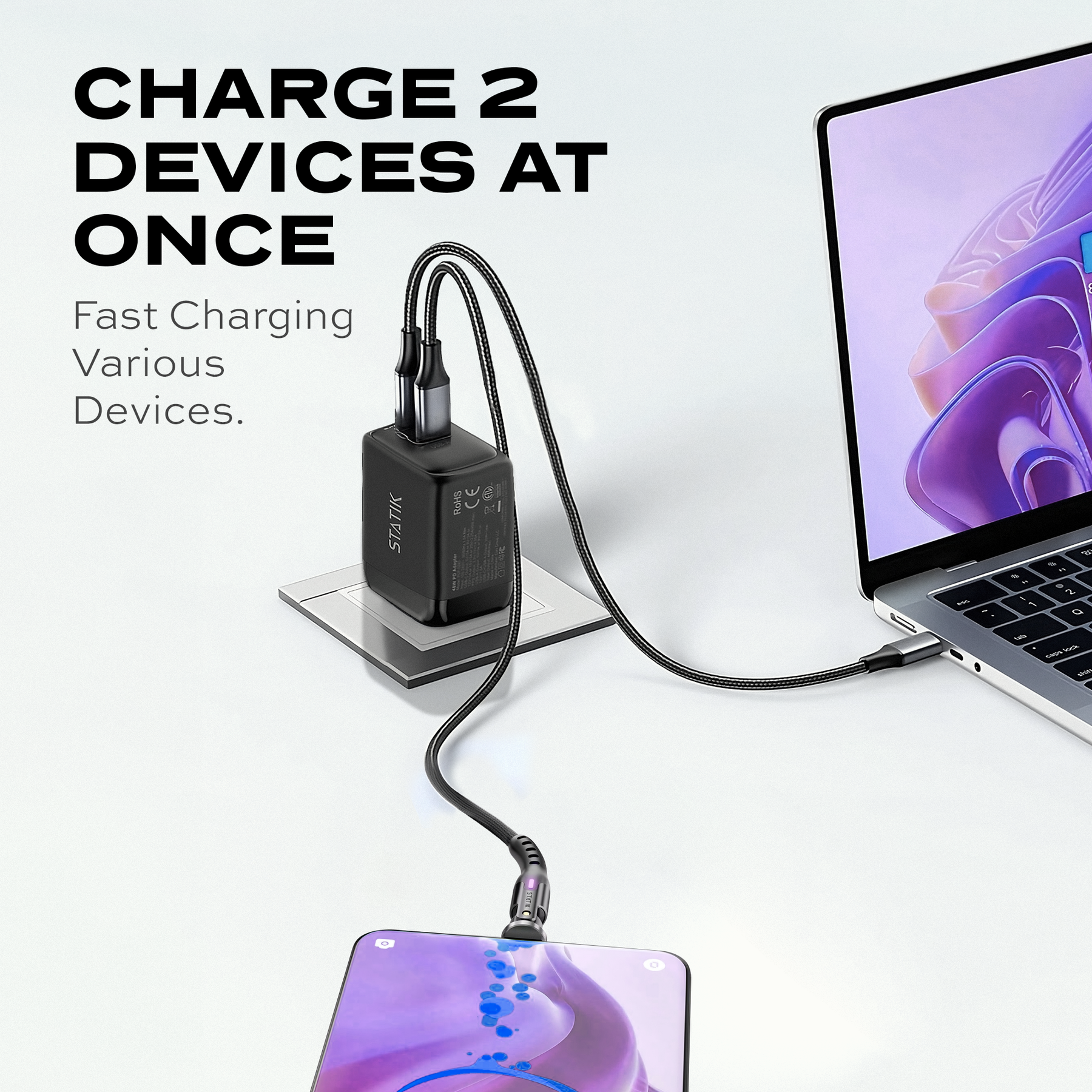 PowerPivot® 45W Charging Kit | PowerPivot Pro 6.6ft (2m) + 45W GaN Charger
