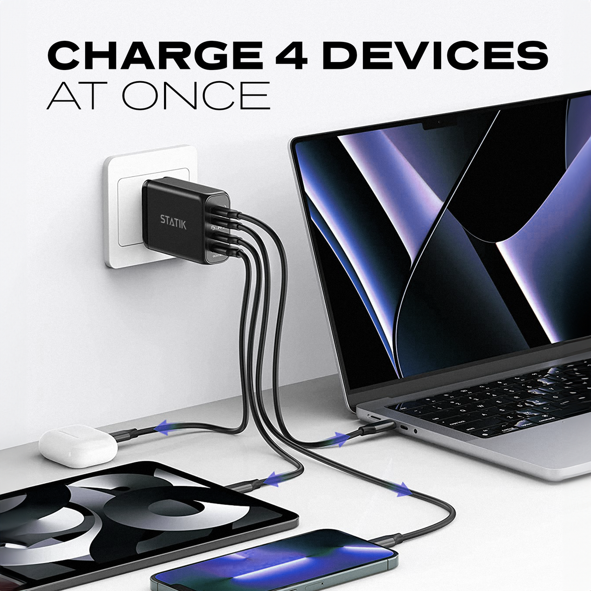 100W GaN Charger Global | Includes 3 International Plug Adapters (EU, UK, AU)