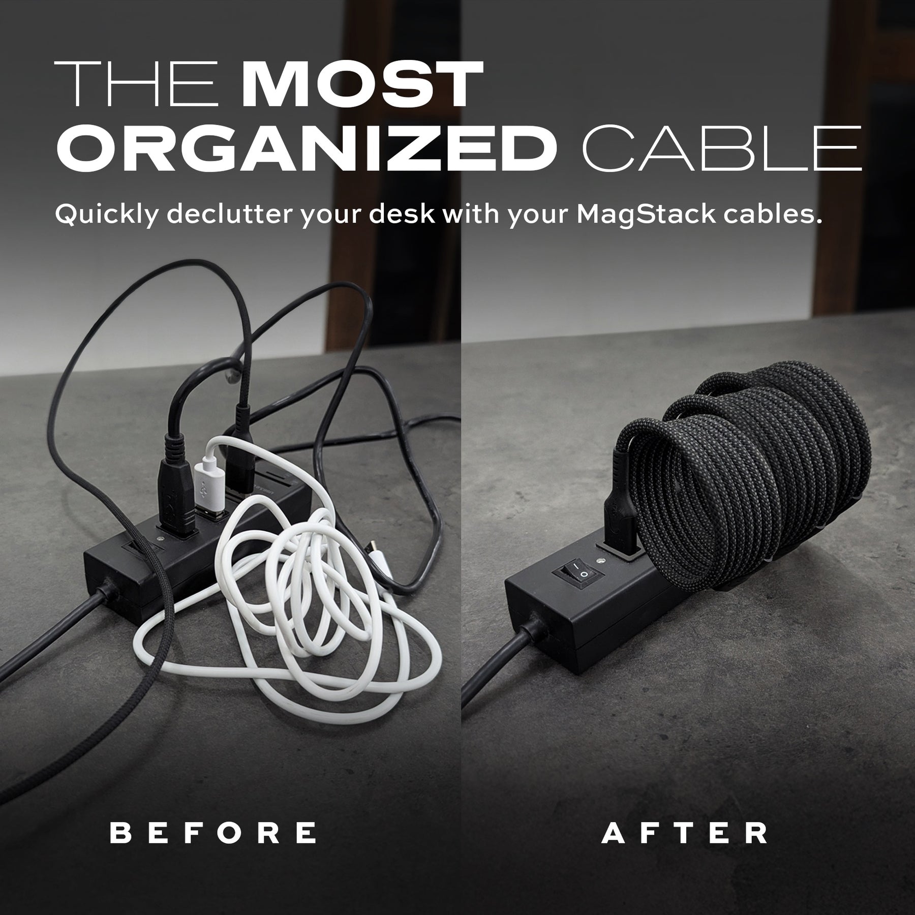 MagStack® Pro | Fast Charge & Data Cable | Tangle-Free Magnetic Nylon LP5