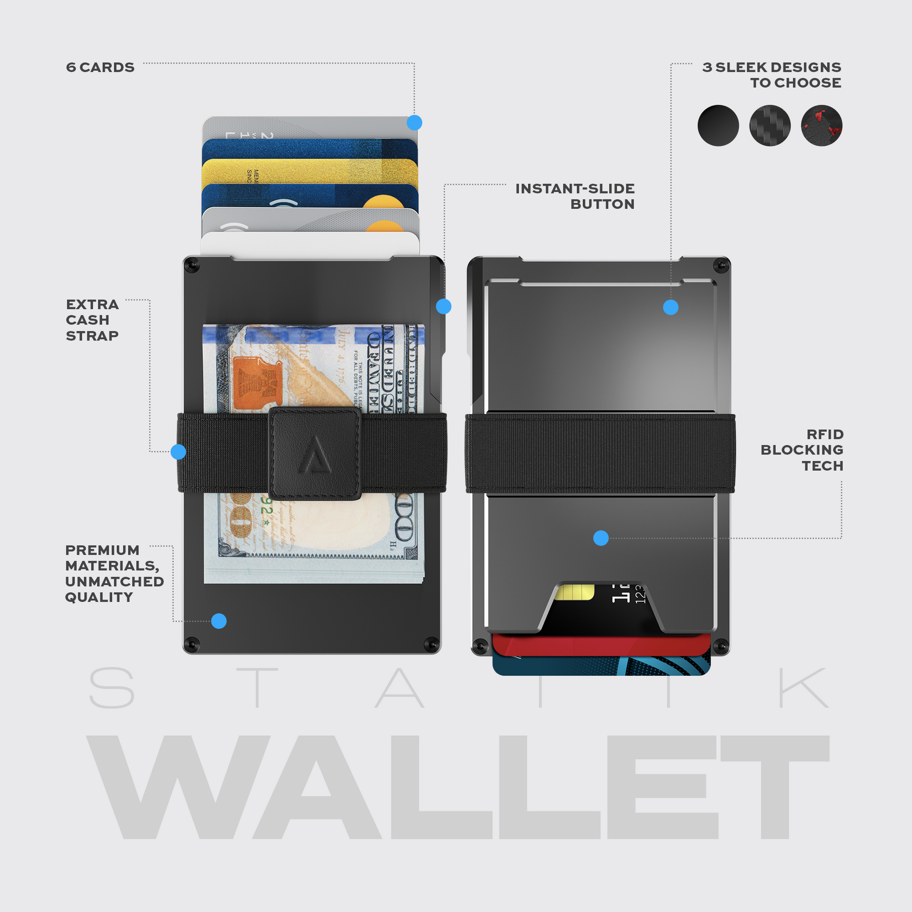 Statik® Wallet Black Aluminum
