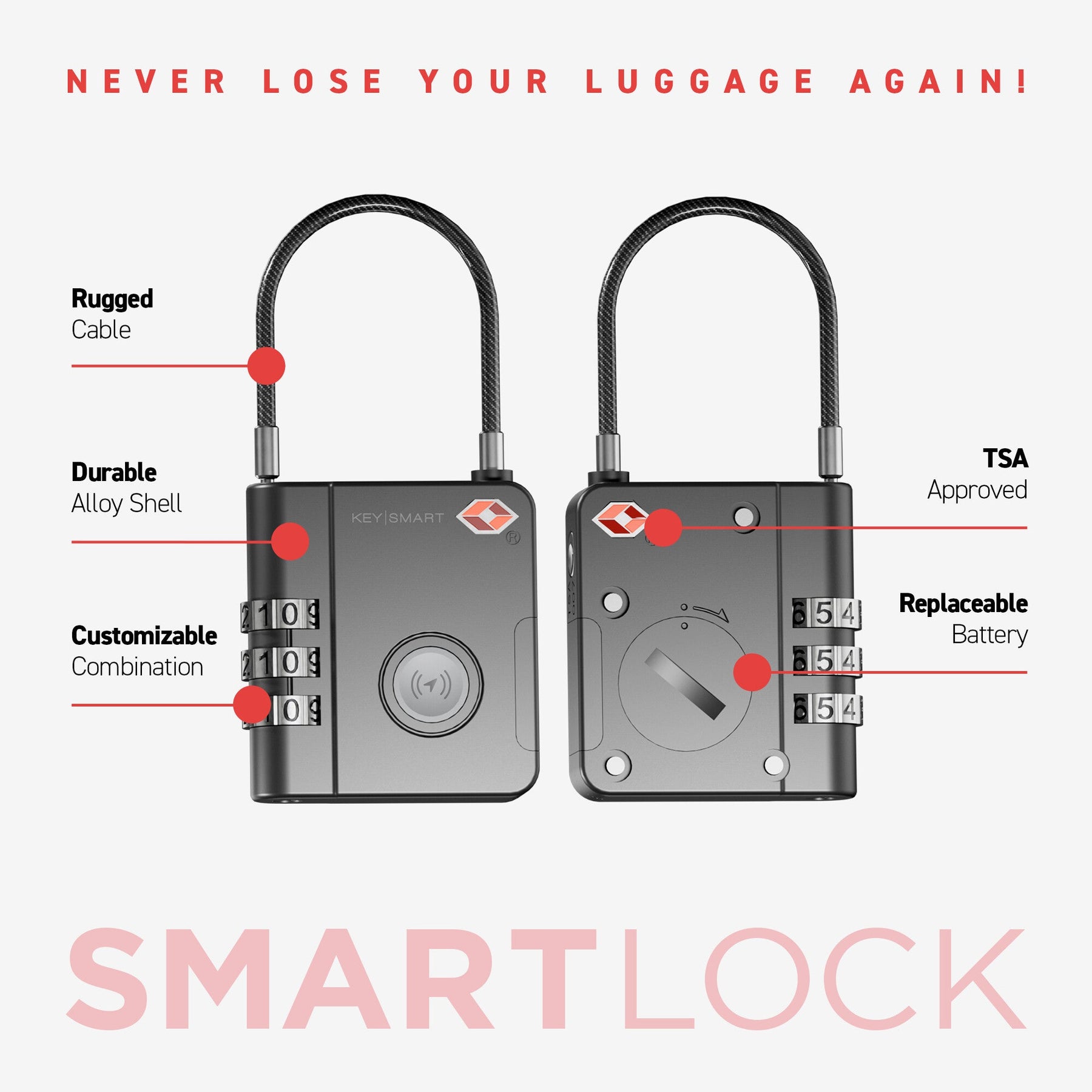 KeySmart SmartLock: The World's First Trackable Luggage Lock