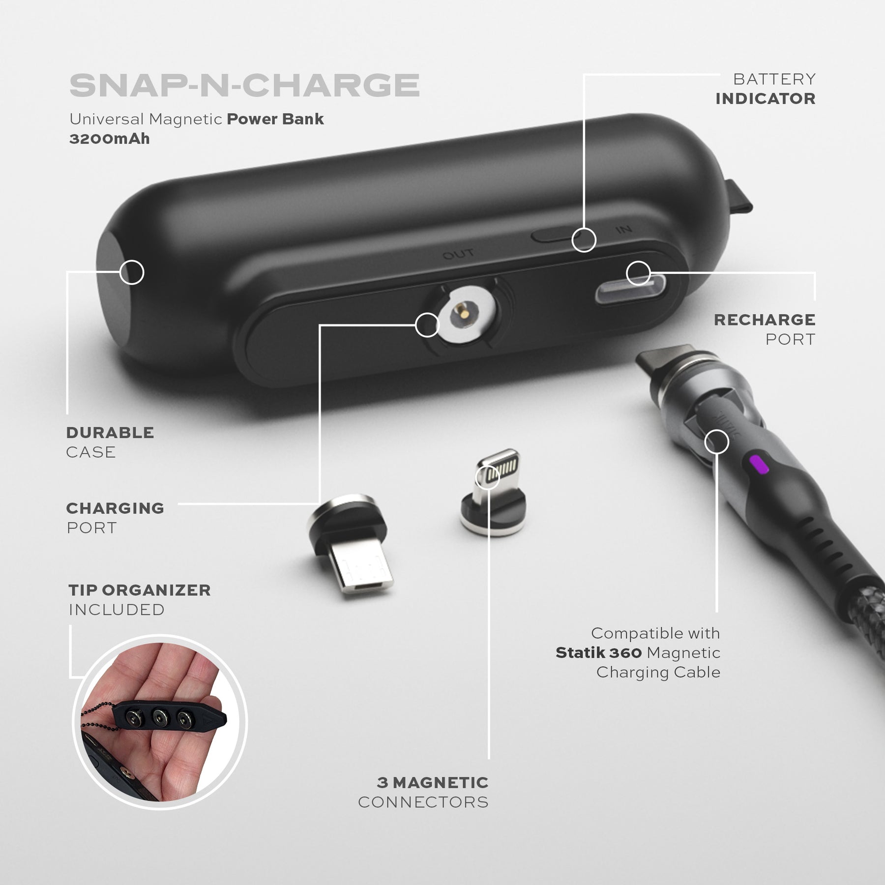 Snap-N-Charge® | Universal Magnetic Power Bank