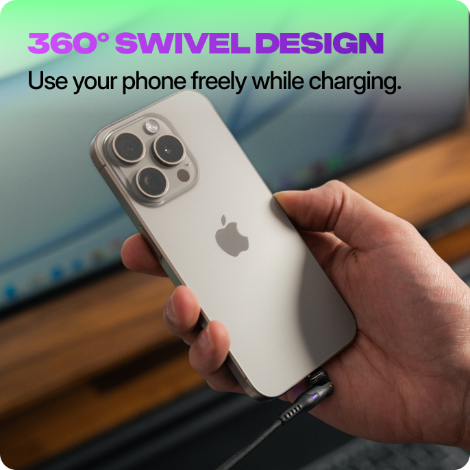 Statik 360 Pro | Universal 5-in-1 Ultra-Fast Rotating Magnetic Charging & Data Transfer Cable | USB-C, Lightning & Micro-USB / AG_LP