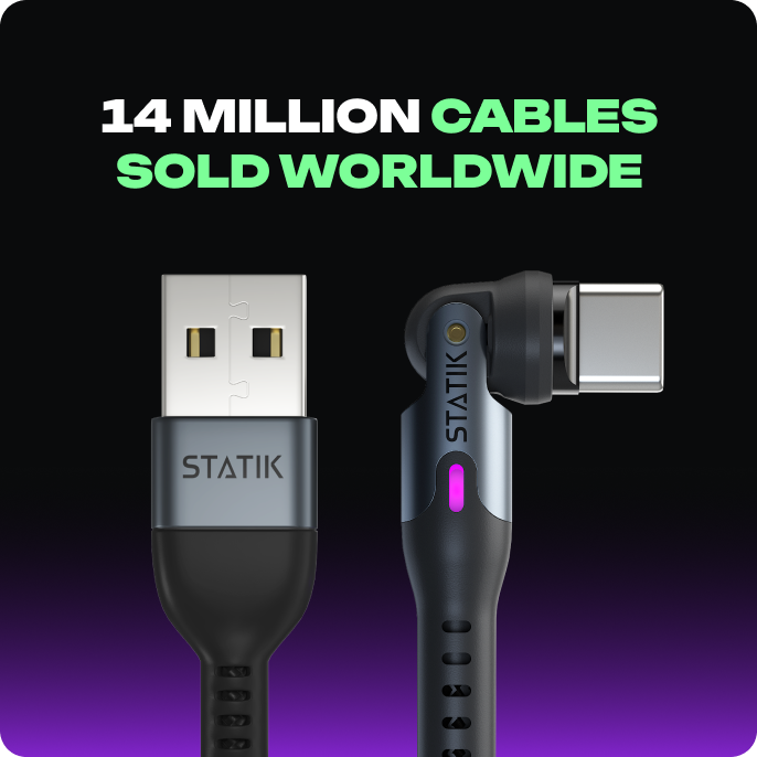 Statik 360 Pro | Universal 5-in-1 Ultra-Fast Rotating Magnetic Charging & Data Transfer Cable | USB-C, Lightning & Micro-USB / AG_LP