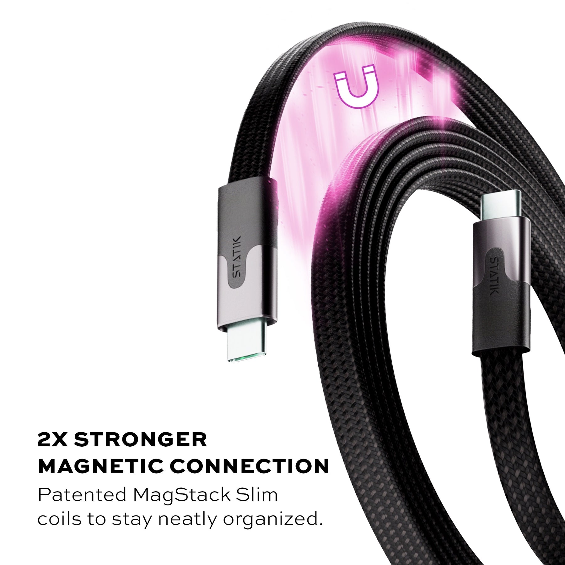 MagStack® Slim Pro | Tangle-Free Magnetic Nylon | Fast Charging Data Cable