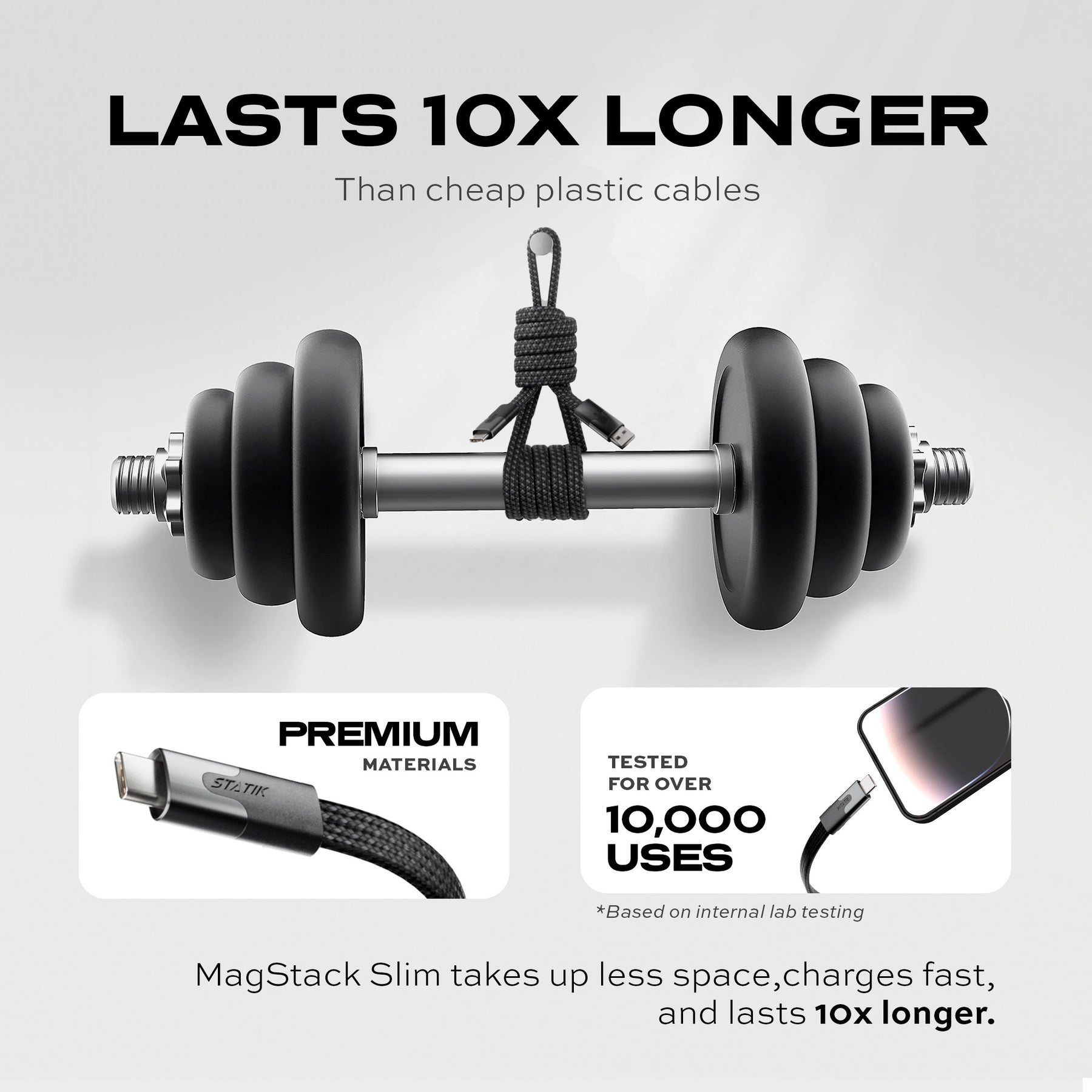 MagStack® Slim Pro | Tangle-Free Magnetic Nylon | Fast Charging Data Cable