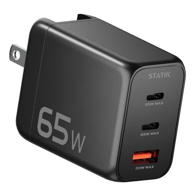 65W GaN Power Adapter | 3 Ports Wall Charger | Universal & Compact