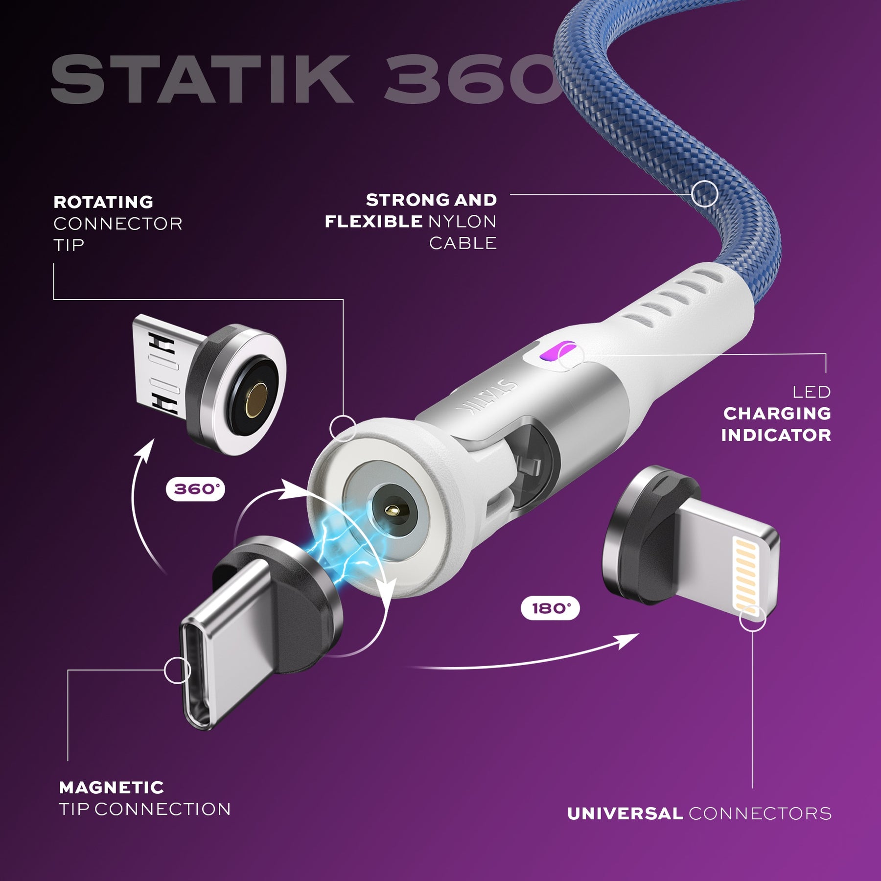 Statik® 360 | Universal Magnetic Charge Cable