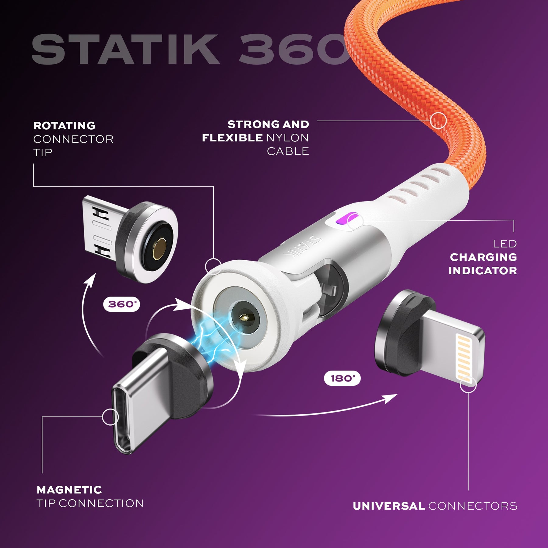 Statik® 360 | Universal Magnetic Charge Cable