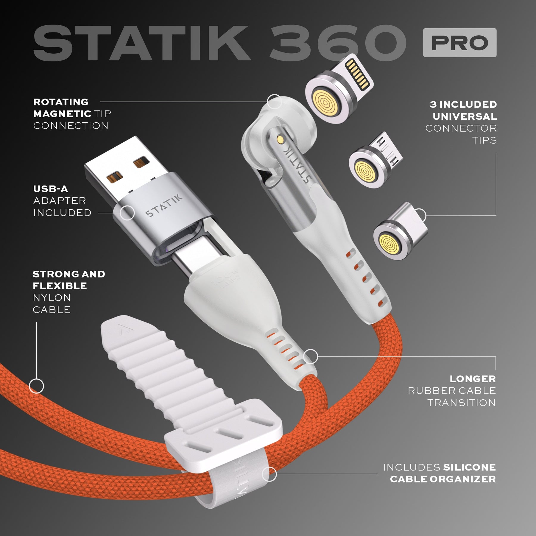 Statik® 360 Pro | 100W Universal Charge & Data Cable