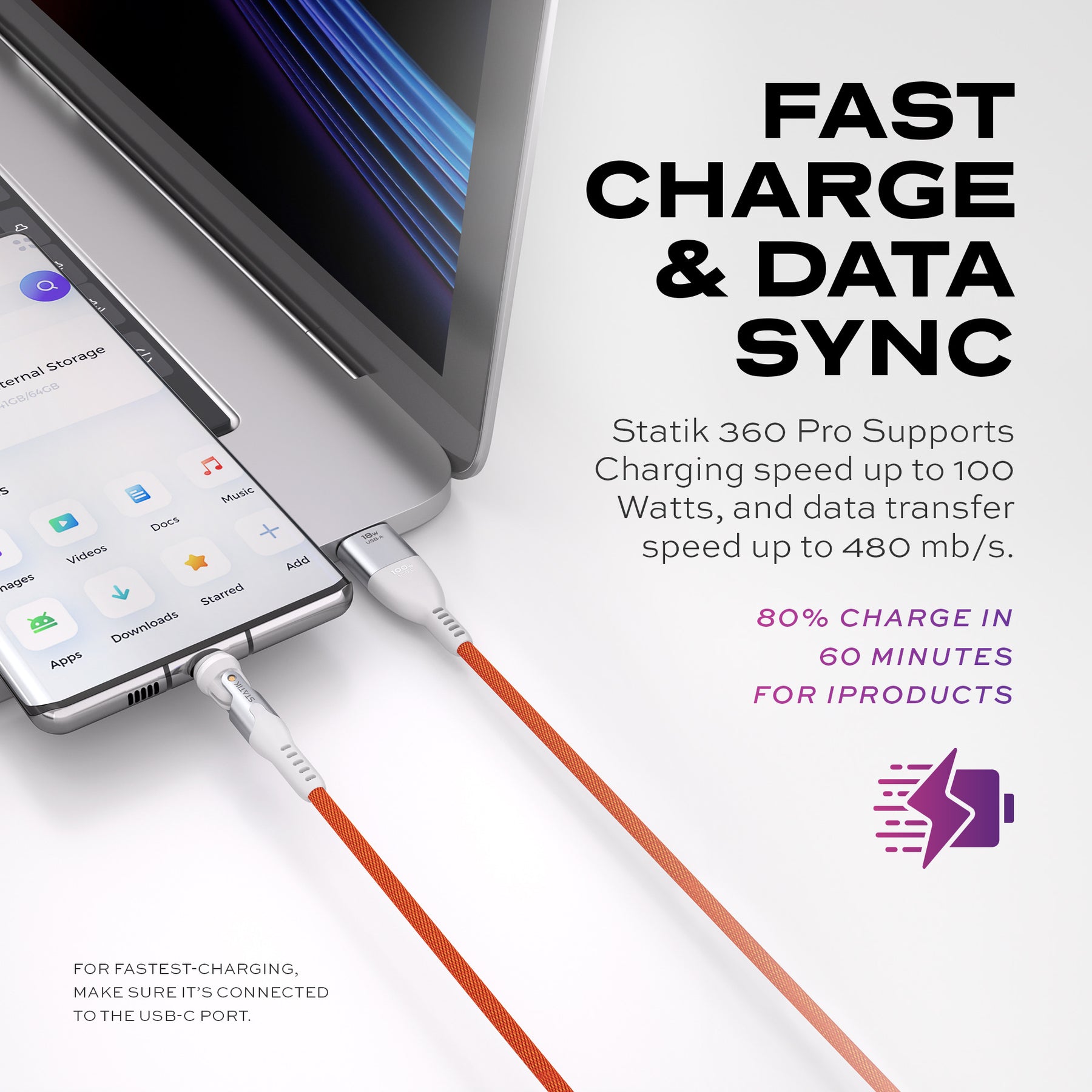 Statik® 360 Pro | 100W Universal Charge & Data Cable