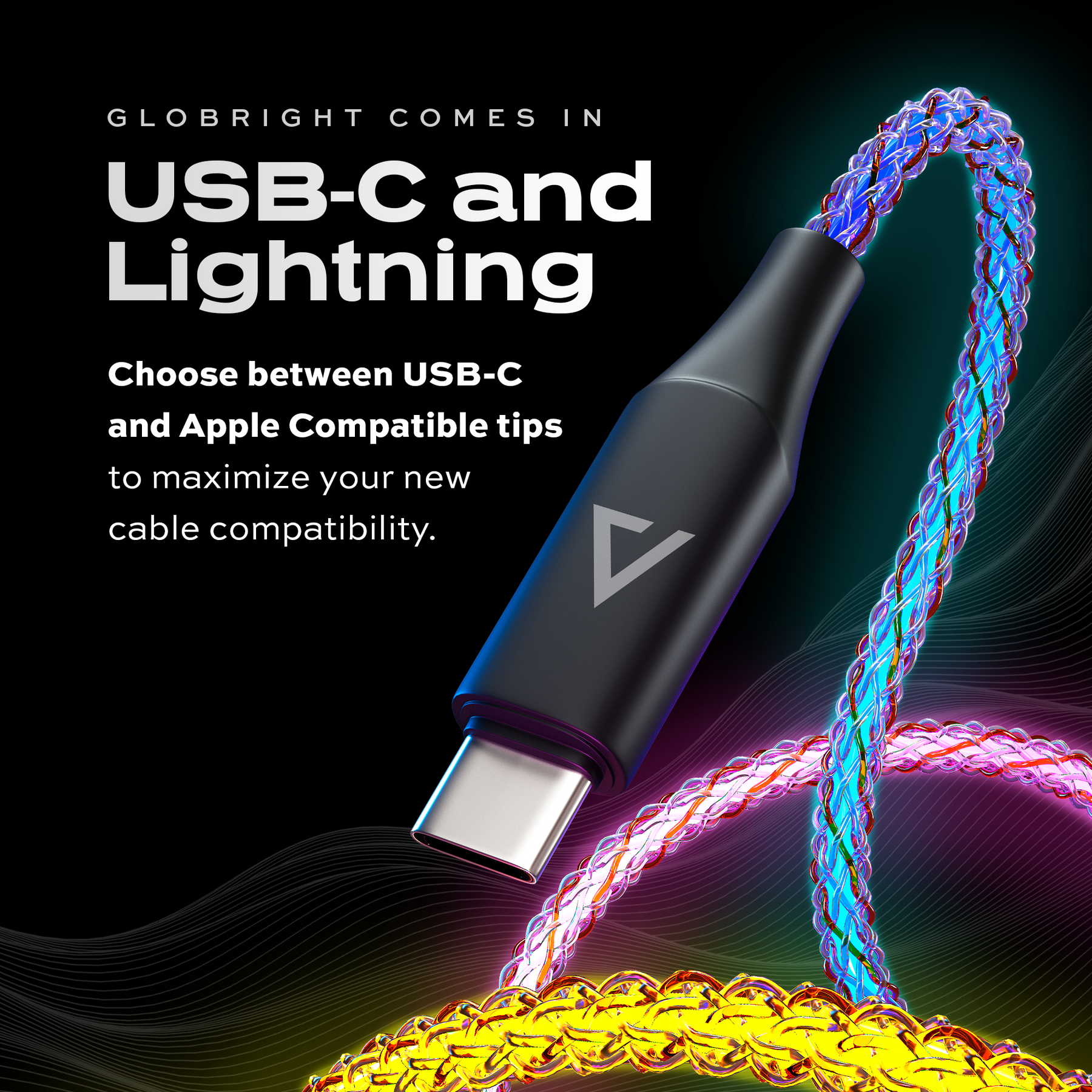 GloBright® Lightning | Braided LED Cable | 27W BlitzCharge