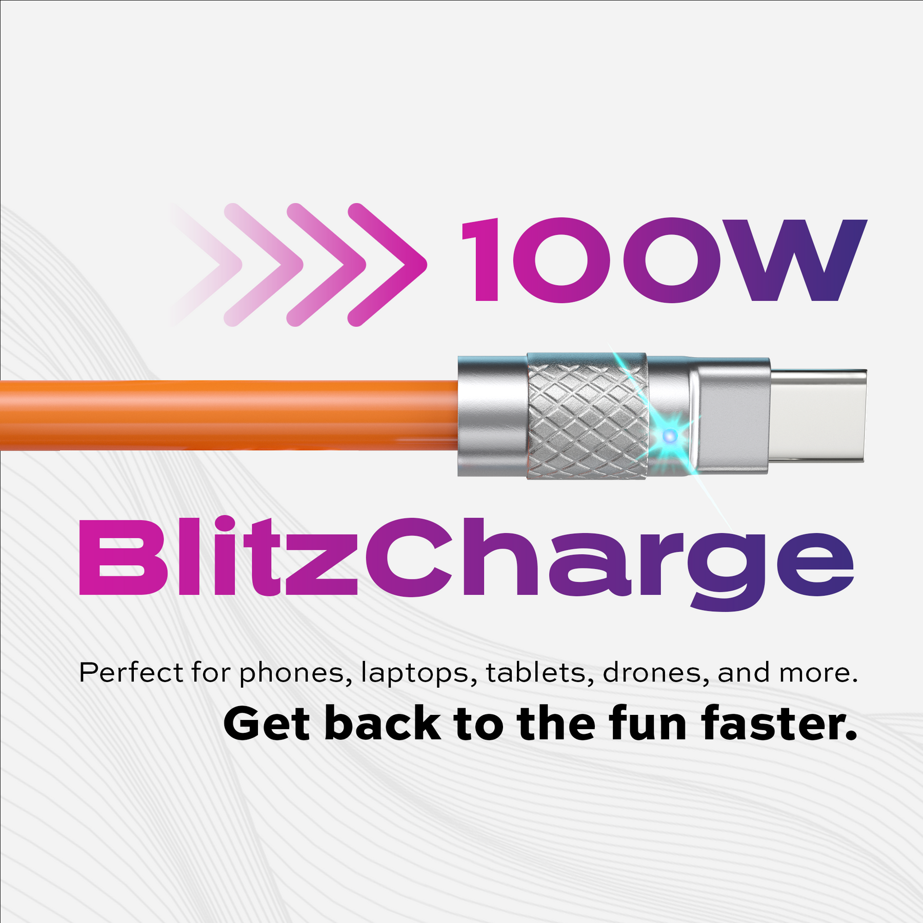 TsumoCharge™ | Cavo di ricarica in silicone da 100 W | Attrezzatura dell'ultima possibilità | Arancia