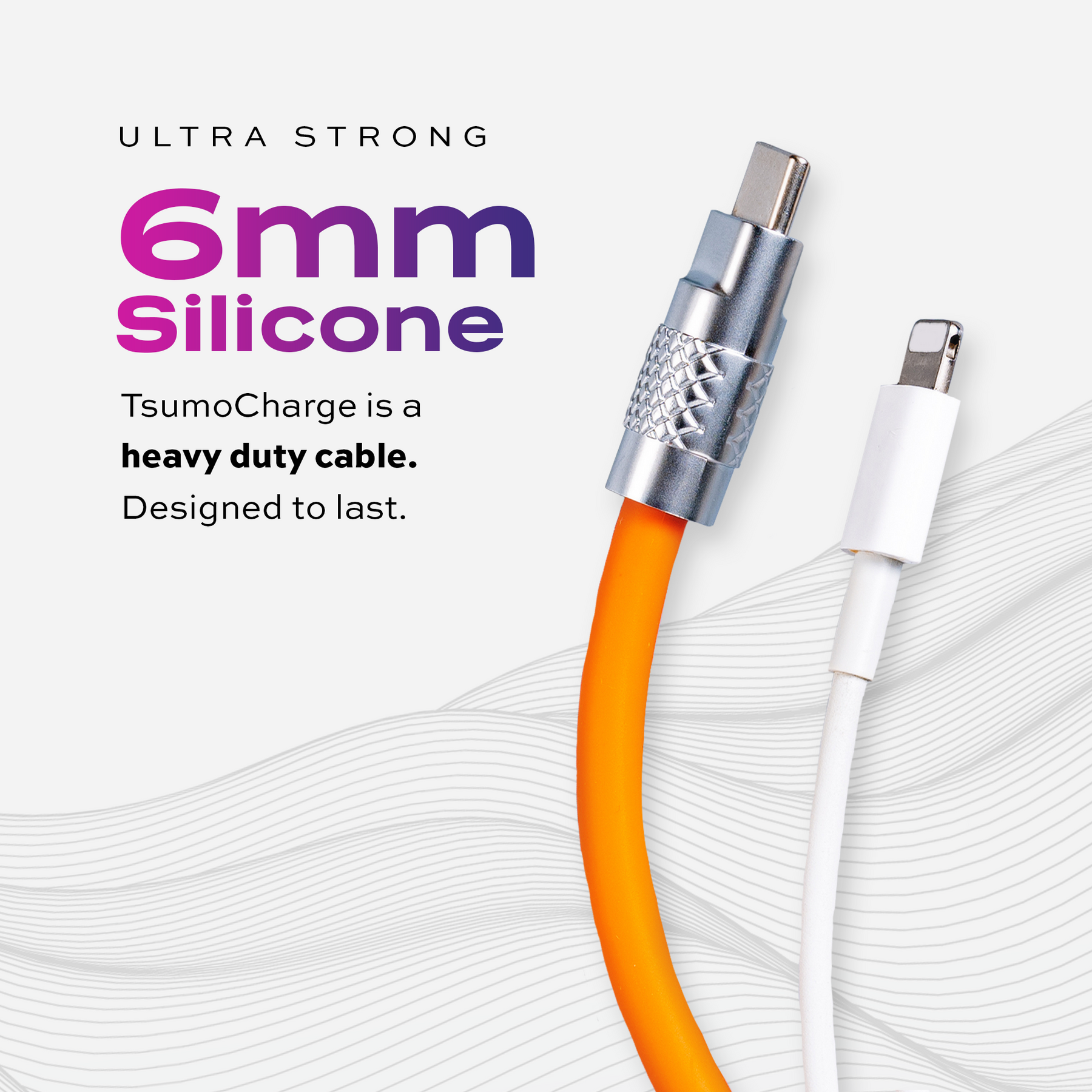 TsumoCharge™ | Cavo di ricarica in silicone da 100 W | Attrezzatura dell'ultima possibilità | Arancia