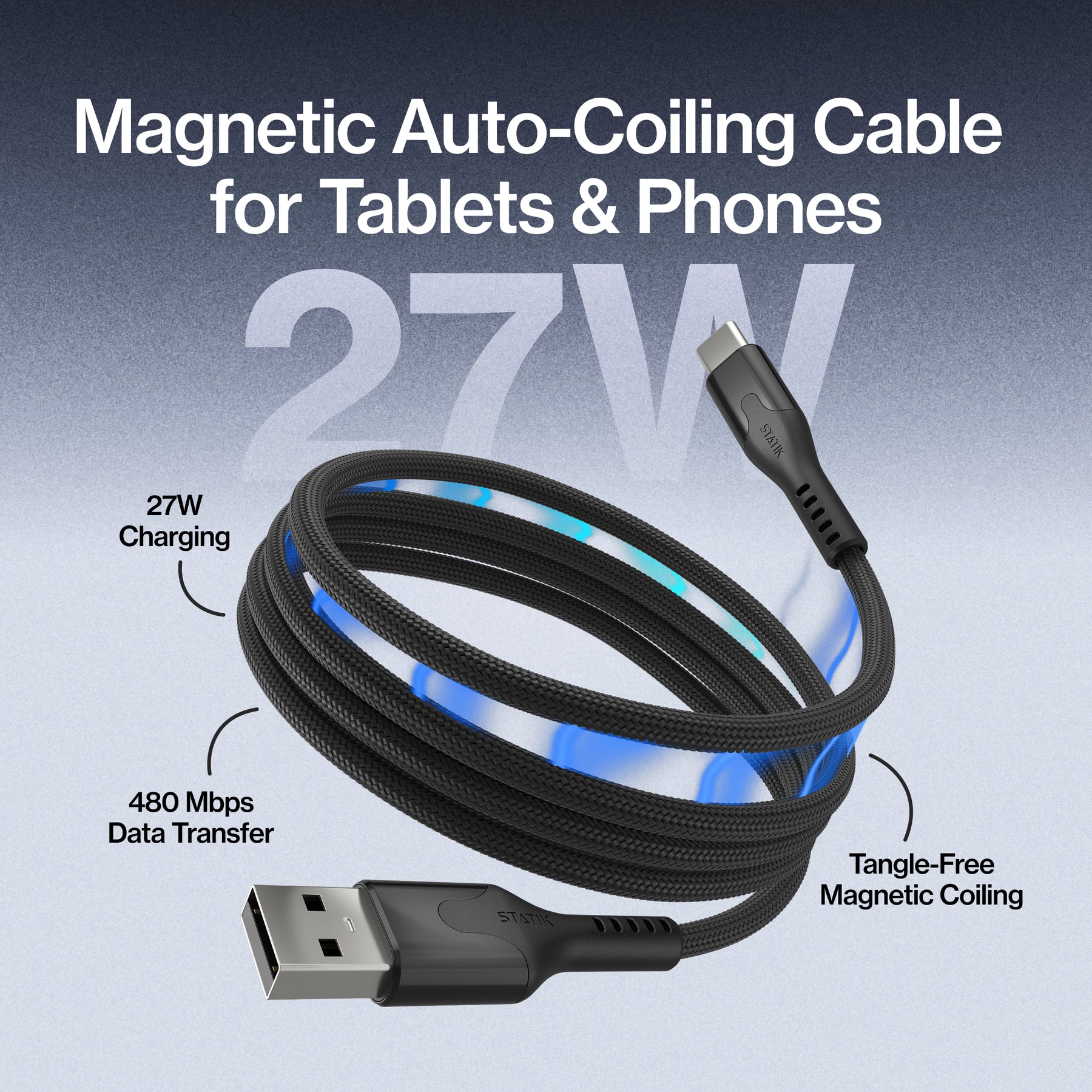 MagStack® | Tangle-Free Magnetic Nylon | Charge & Data Cable