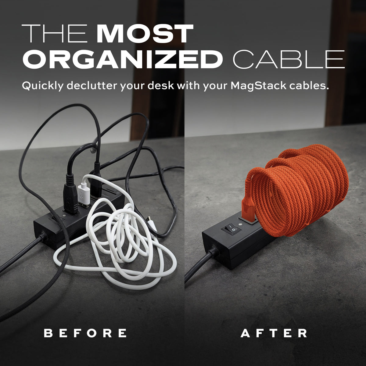MagStack® Pro Blaze Orange | Fast Charge & Data Cable | Tangle-Free Magnetic Nylon