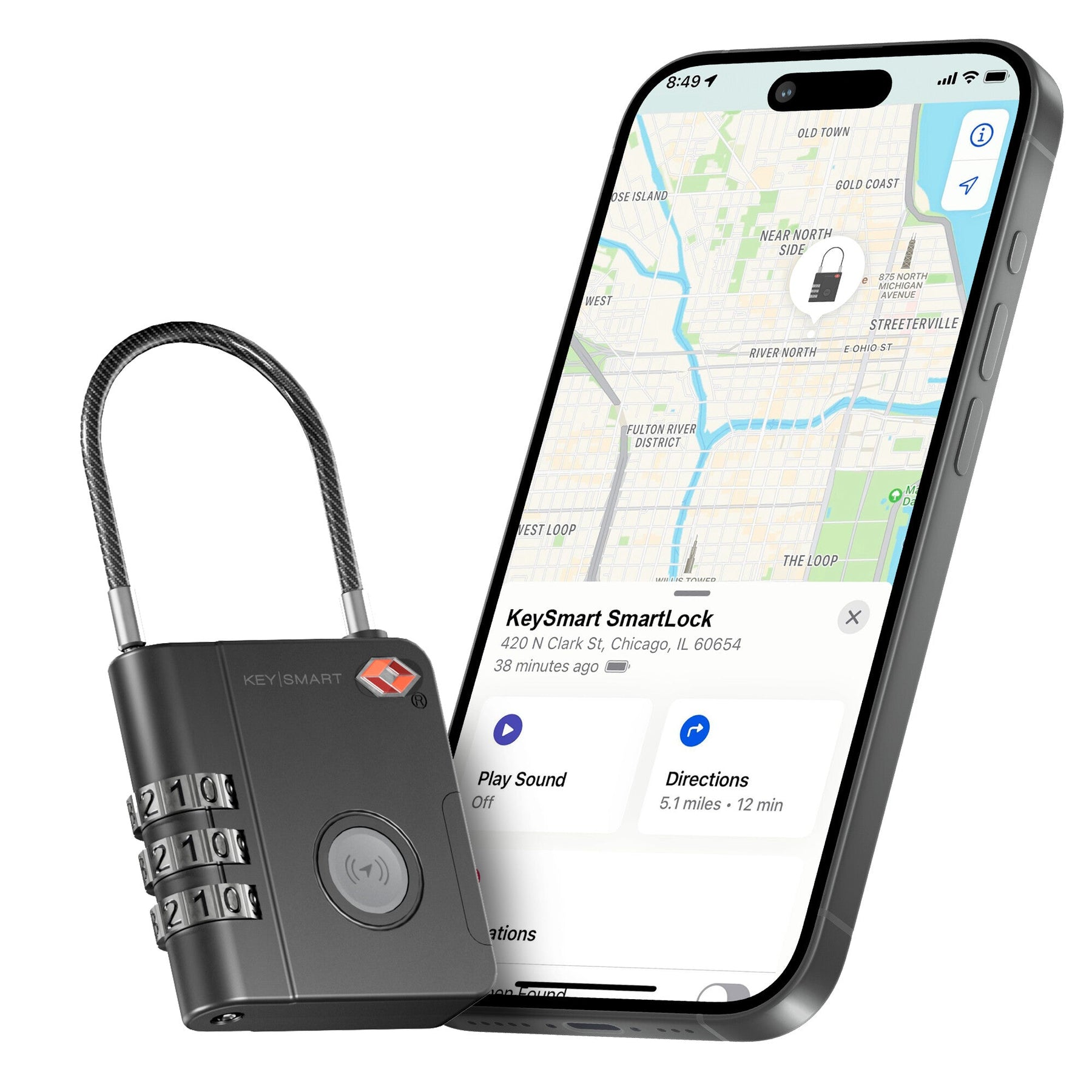 KeySmart® SmartLock | Tracking Device | Luggage Lock | Works With Apple Find My App