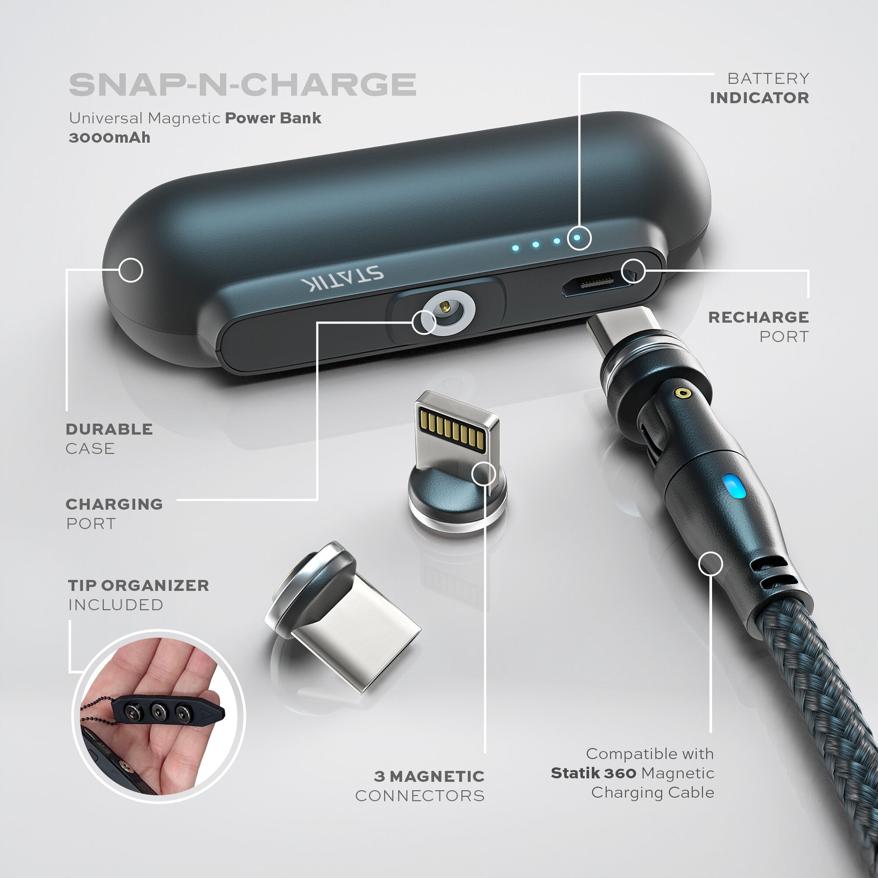 <tc>Snap-N-Charge | Banque d'alimentation magnétique universelle</tc>