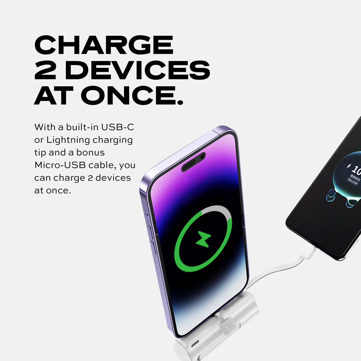 Snap-N-Charge™ Go Lightning | Universal Portable Power Bank | 4800mAh