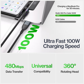 Statik® 360 Pro | 100W Universal Charge & Data Cable