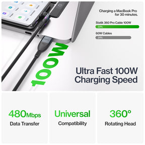 Statik® 360 Pro | 100W Universal Charge & Data Cable