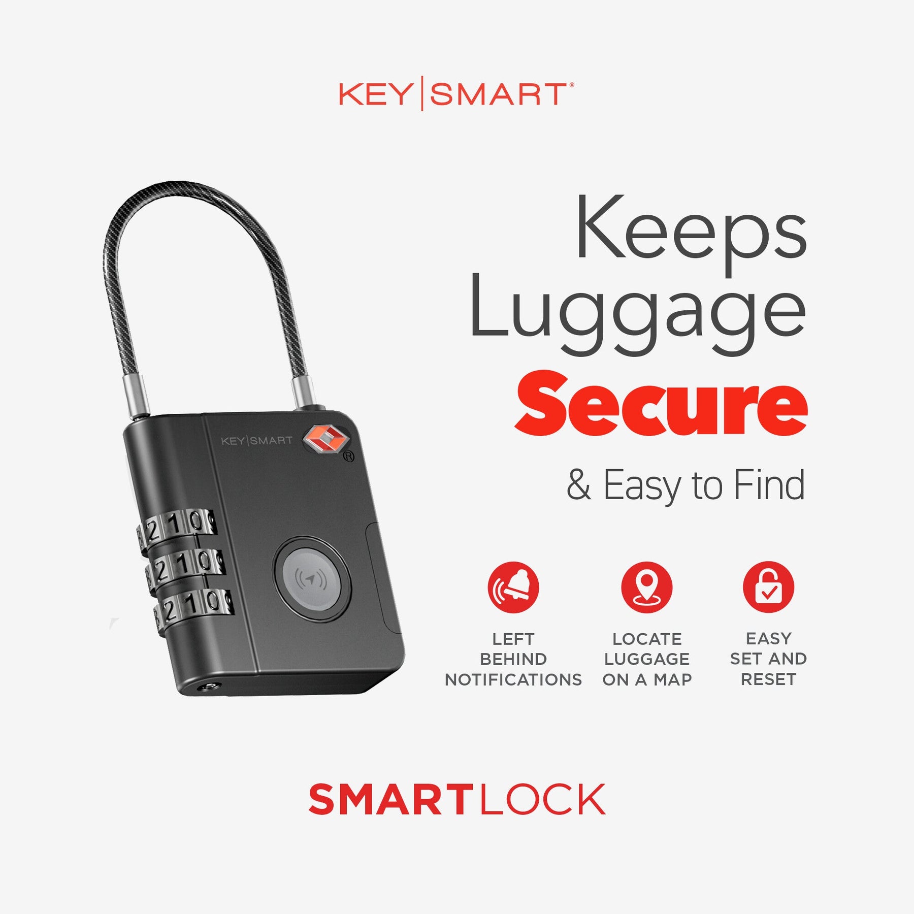 KeySmart® SmartLock | Tracking Device | Luggage Lock | Works With Apple Find My App