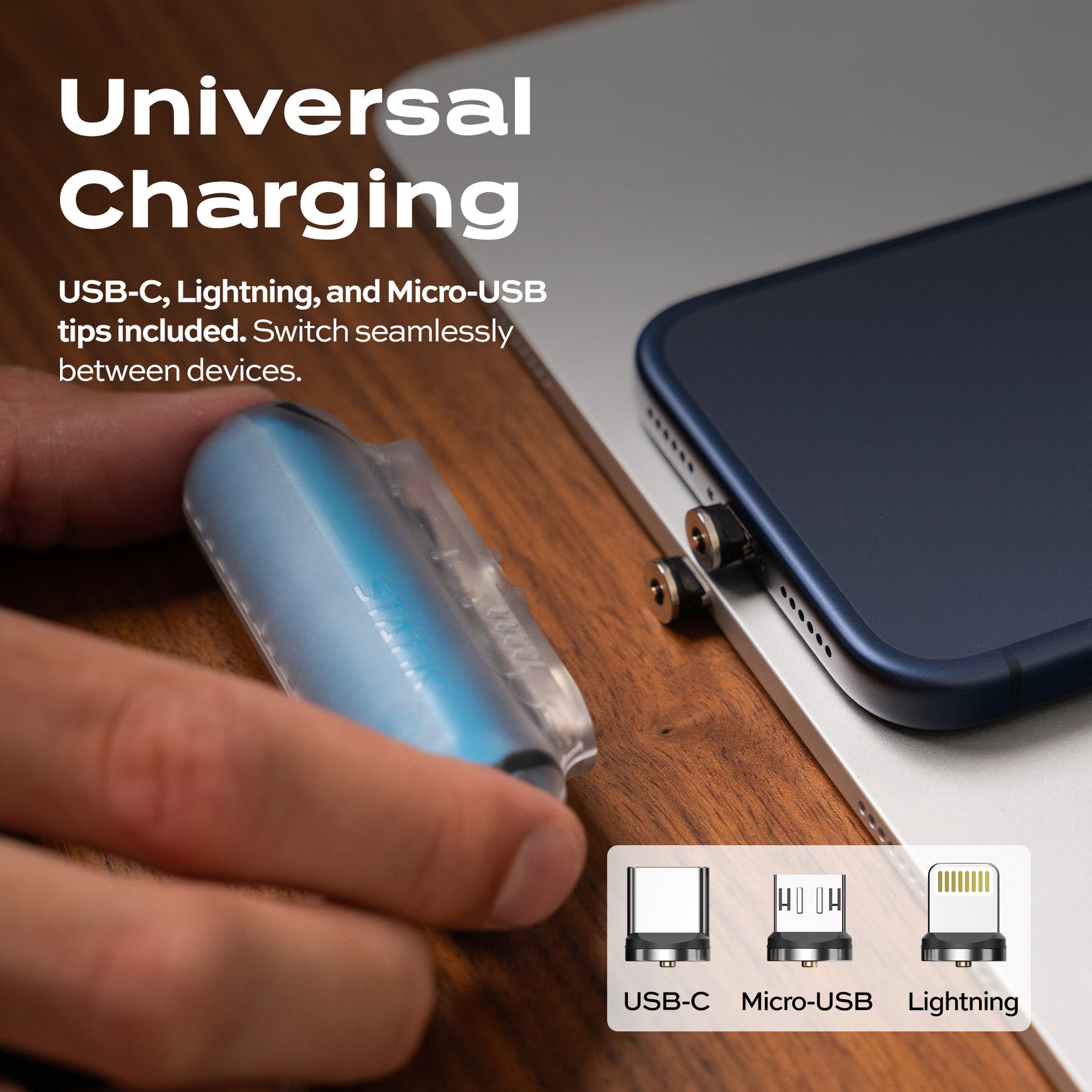 Snap-N-Charge® Clear Sky | Universal Magnetic Power Bank