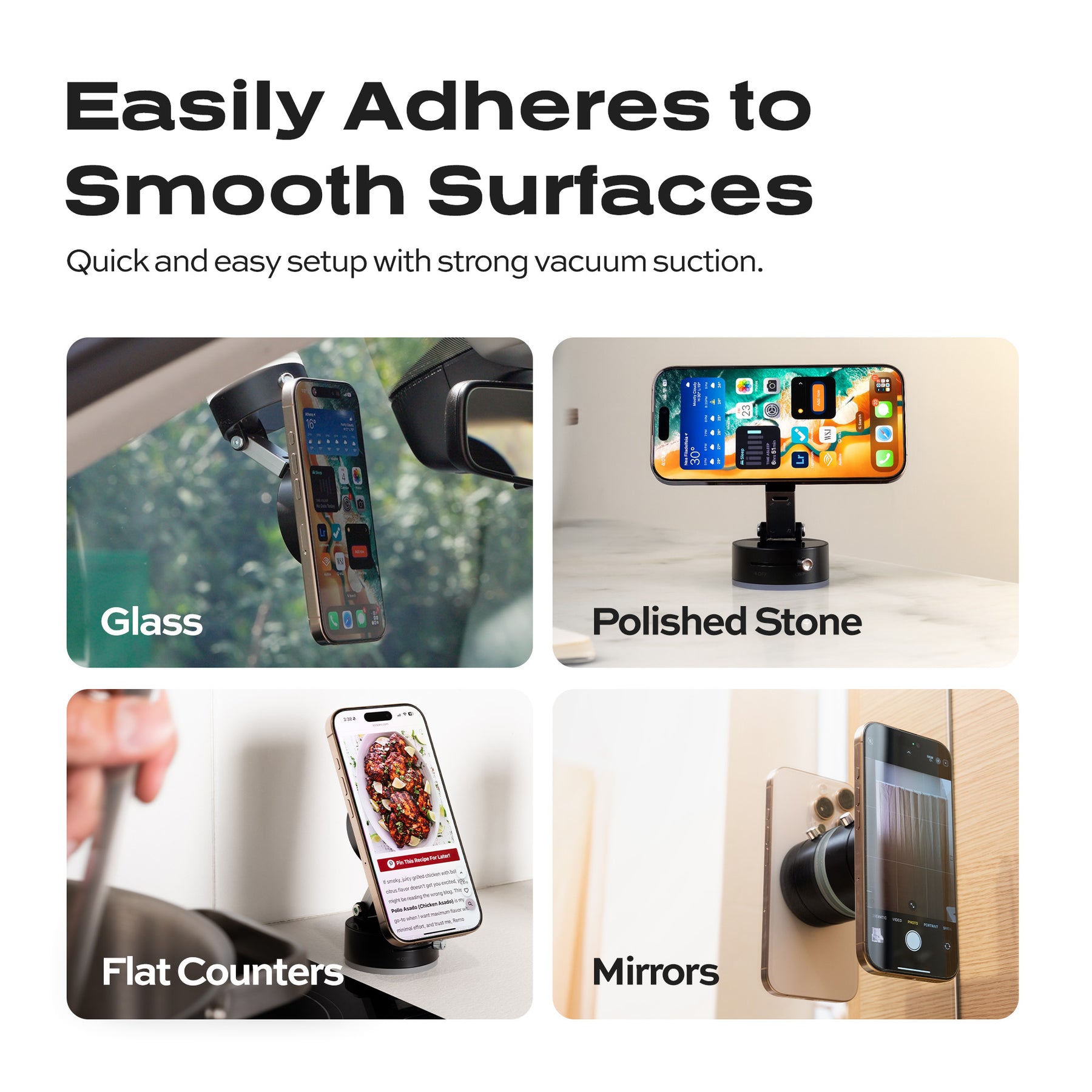 HyperMount | Vacuum Car Mount | Compatible with All Smart Phones | iPhone or Android