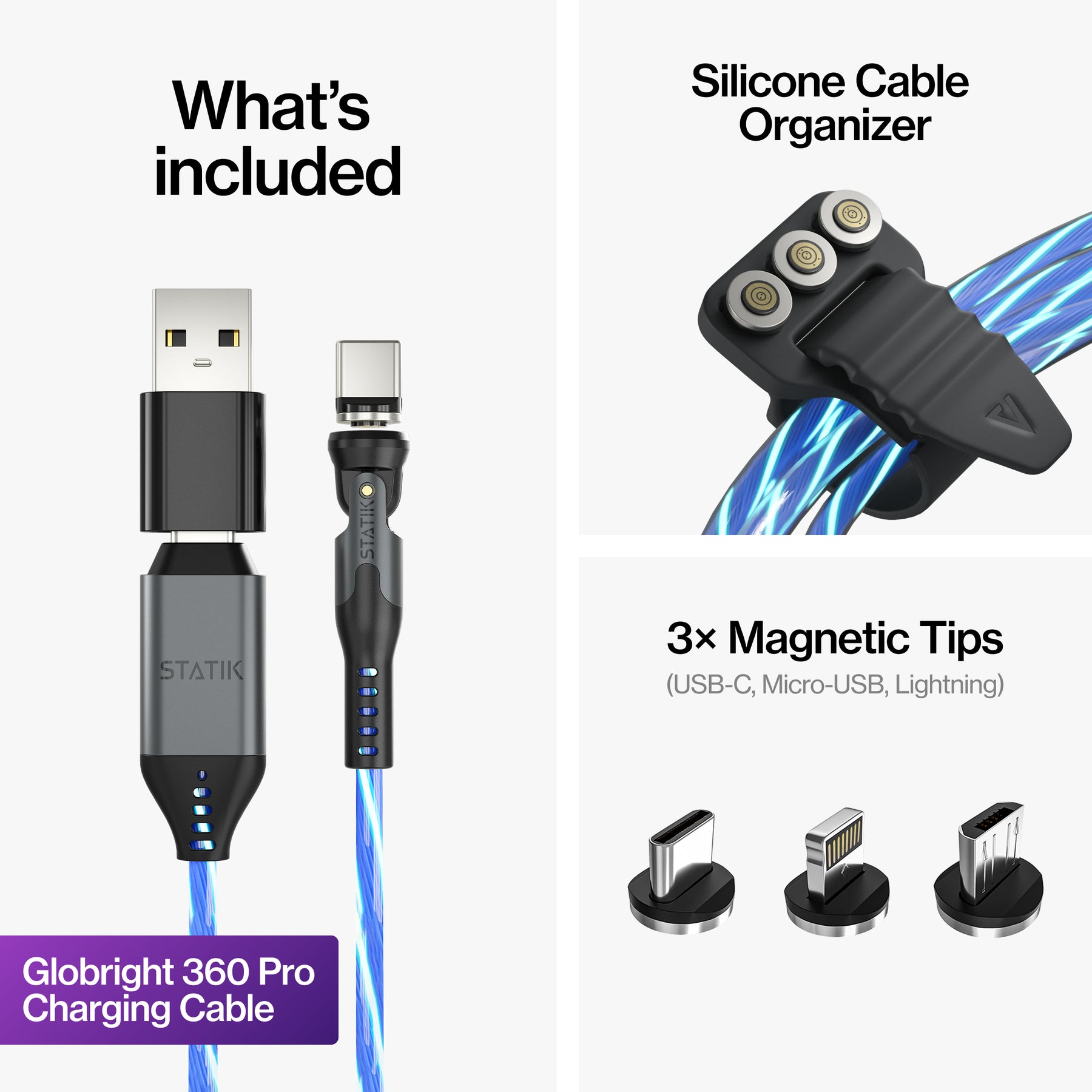 Statik® 360 Pro | Cavo dati e ricarica universale da 100 W