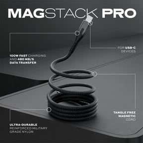 MagStack™ Pro | Fast Charge & Data Cable | Tangle-Free Magnetic Nylon