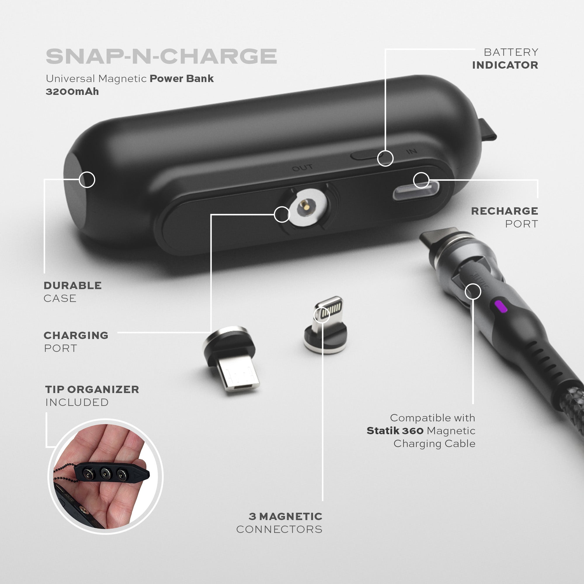 Snap-N-Charge™ | Universal Magnetic Power Bank LP
