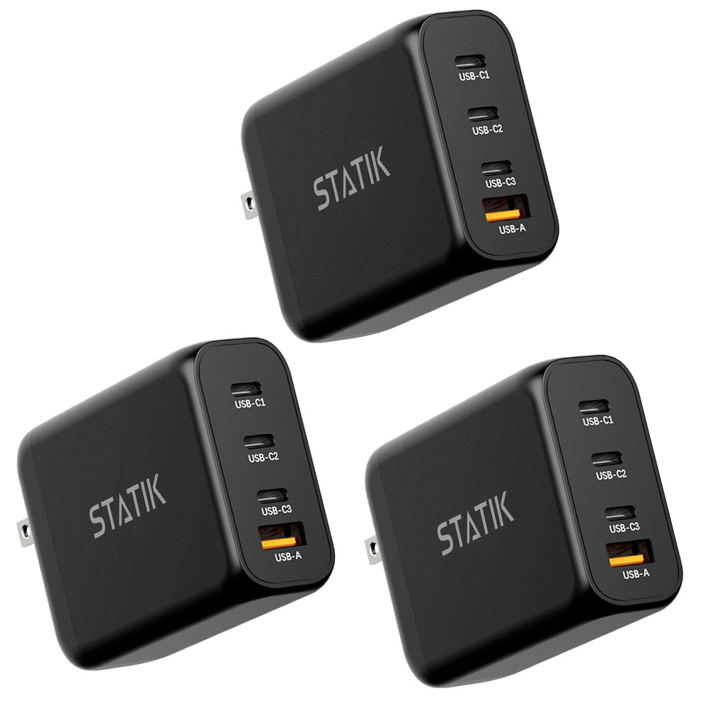 3 Pack 100W GaN Power Adapter | 4 Ports Wall Charger | Universal & Compact | Multipack