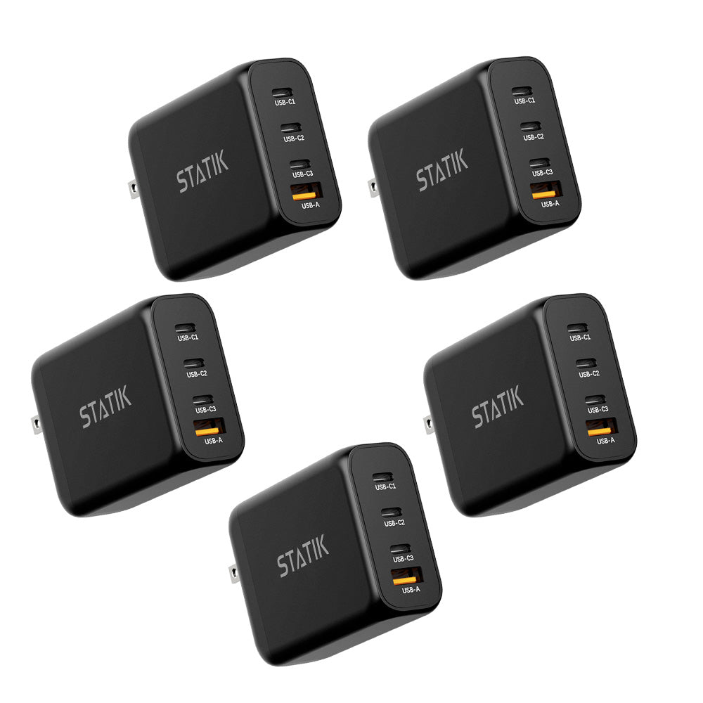 5 Pack 100W GaN Power Adapter | 4 Ports Wall Charger | Universal & Compact | Multipack