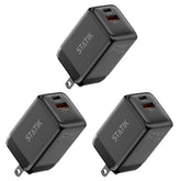 3 Pack 48W GaN BlitzCharge™ | Dual Power Adapter | 2 Ports Wall Charger | Universal & Compact | Multipack