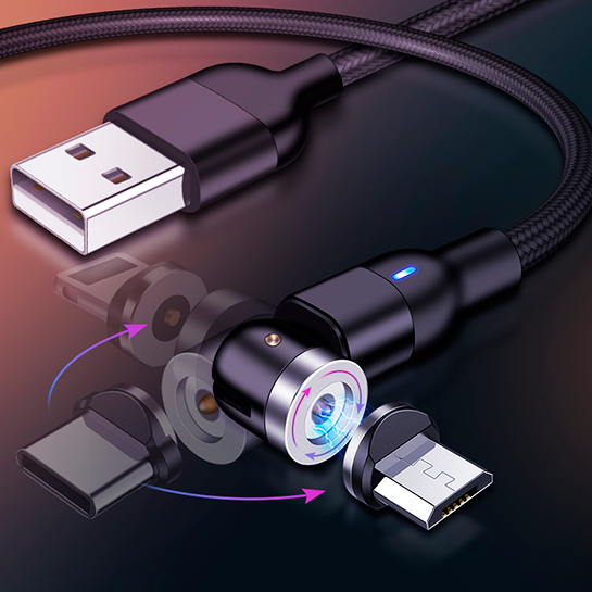 Statik 360 pro - Le meilleur câble magnétique à recharge rapide - USB-C  USB-A et lightning 