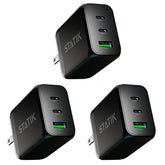 3 Pack 65W GaN Power Adapter | 3 Ports Wall Charger | Universal & Compact | Multipack