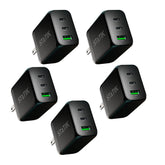 5 Pack 65W GaN Power Adapter | 3 Ports Wall Charger | Universal & Compact | Multipack
