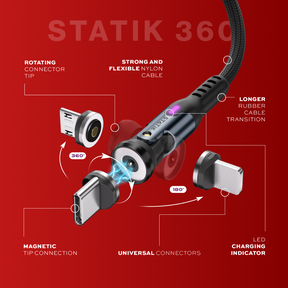 Statik® 360 | 3-in-1 Universal Rotating Charging Cable
