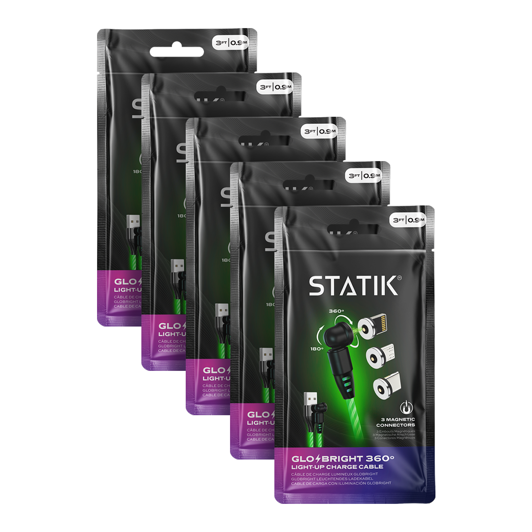 GloBright 360 Green [5-Pack, 3ft] | Statik Bundles