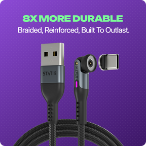Statik 360 Pro | Universal 5-in-1 Ultra-Fast Rotating Magnetic Charging & Data Transfer Cable | USB-C, Lightning & Micro-USB / AG_LP