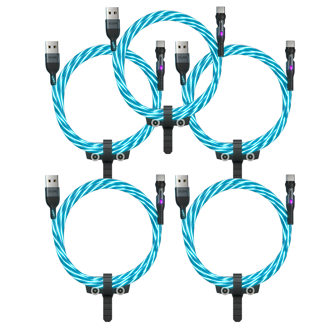 5 Pack Globright® 360 Cable | Universal Magnetic Charge Cable | LED Glow