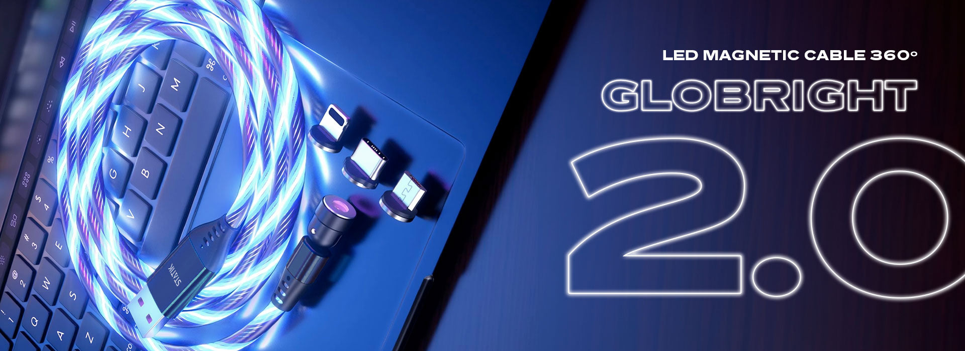 Statik GloBright Câble lumineux universel – Chargeur de charge rapide  magnétique intelligent avec tresse en nylon durable – S'illumine dans  l'obscurité (rouge) : : Électronique