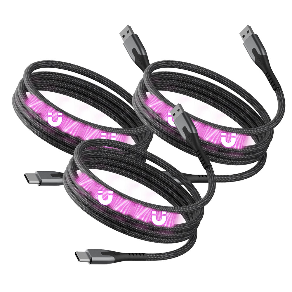 3 Pack MagStack® Cable | Tangle-Free Magnetic Nylon | Charge & Data Cable | Multipack