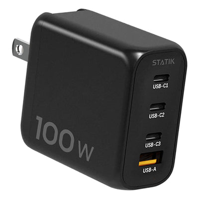 100W GaN Power Adapter | 4 Ports Wall Charger | Universal & Compact