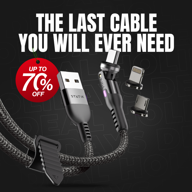 Statik® 360 | 70% Off Holiday Sale | 3-in-1 Universal Rotating Charging Cable