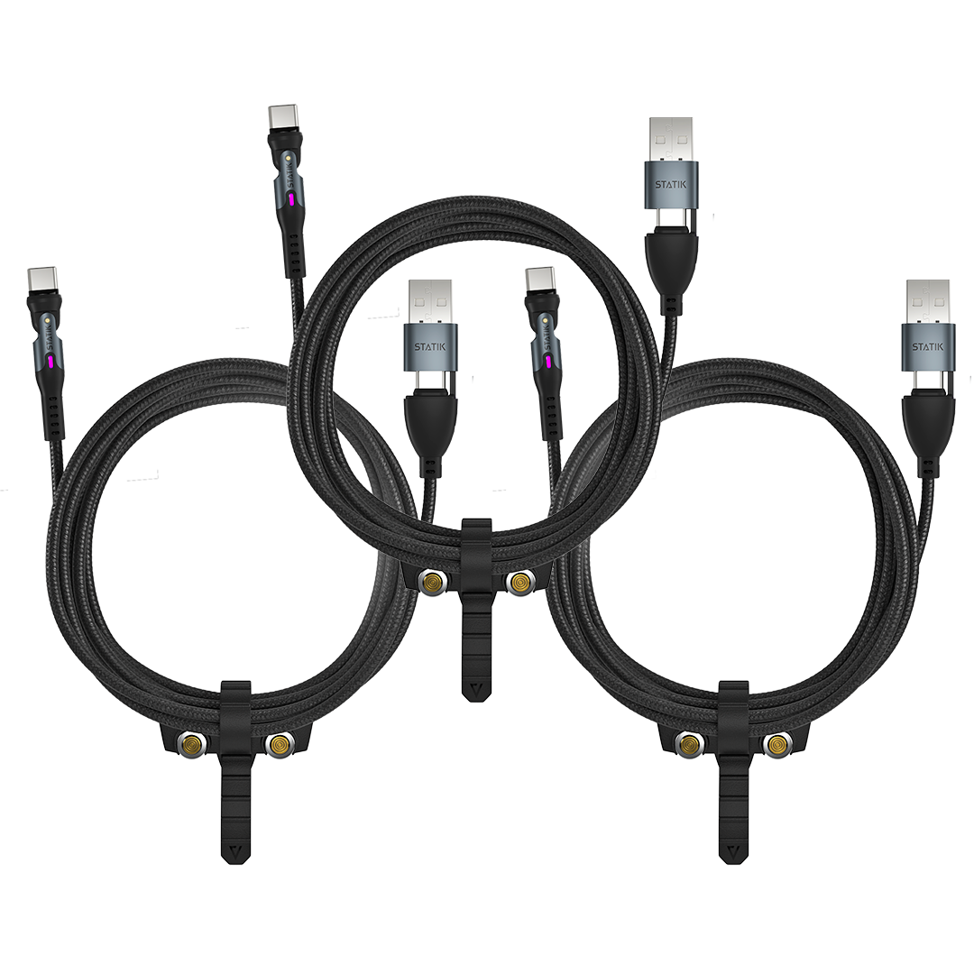 3 Pack Statik® 360 Pro 2.0 | 2nd Gen 100W Universal Charge & Data Cable | Multipack